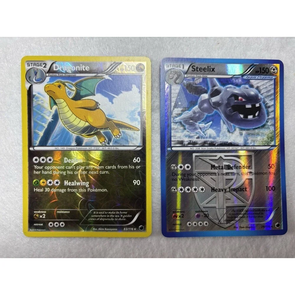 Pokemon Reverse Holo Lot Dragonite 83/116 & Steelix Team Plasma 79/116 Rare